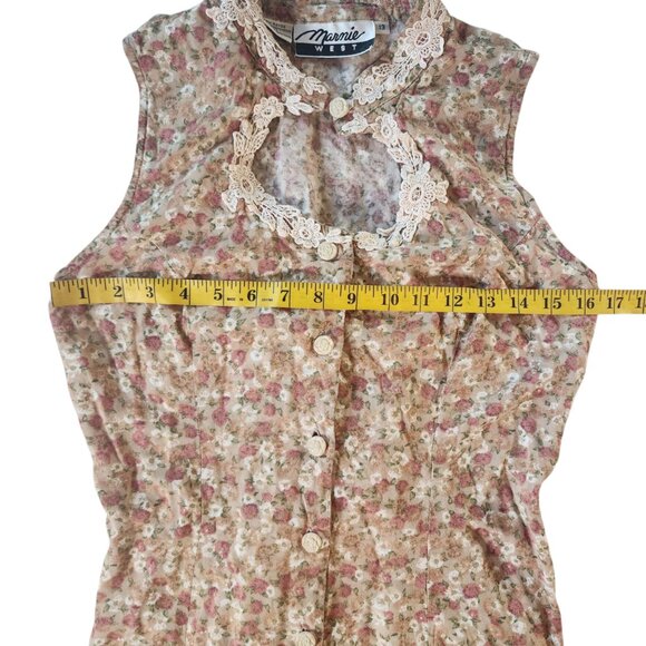 VTG Marnie West cottage core rustic coquette romantic floral maxi dress size 13 - Picture 5 of 8